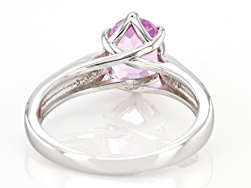 2.14ct Oval Kunzite With 0.10ctw Round Zircon Rhodium Over Sterling Silver Ring - Size 8