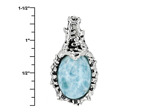 18x13mm Oval Larimar Cabochon Sterling Silver Pendant With Chain