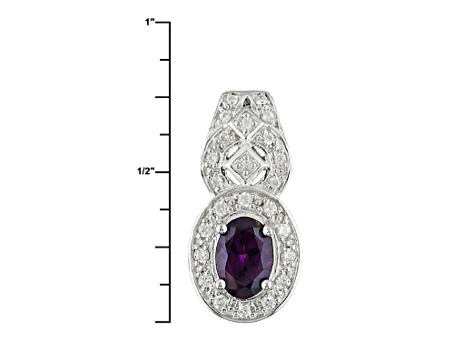 .63ct Oval Purple Spinel And .19ctw Round White Zircon Sterling Silver Pendant With Chain