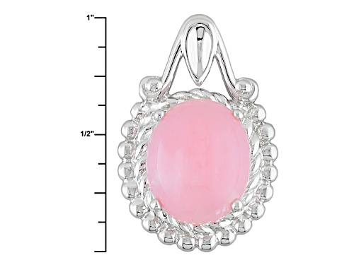 12x10mm Oval Cabochon Peruvian Pink Opal Sterling Silver Solitaire Pendant With Chain