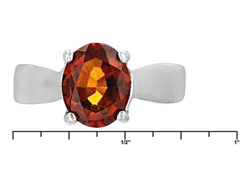 2.55ct Oval Hessonite Sterling Silver Solitaire Ring - Size 8