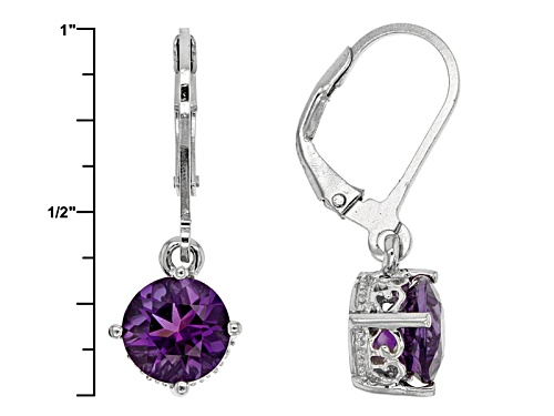 1.70ctw Round Uruguayan Amethyst Solitaire Sterling Silver Dangle Earrings