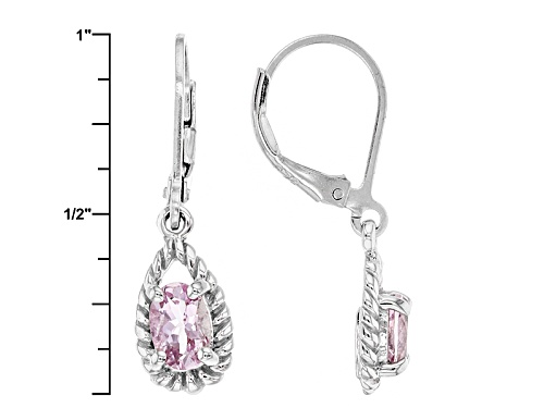 .85ctw Oval Precious Pink Topaz Solitaire Sterling Silver Dangle Earrings