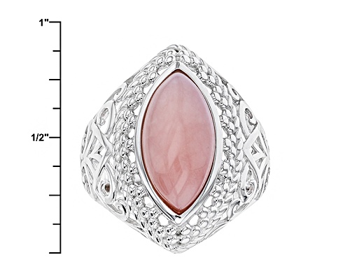 16x8mm Cabochon Marquise Peruvian Pink Opal Sterling Silver Solitaire Ring - Size 6