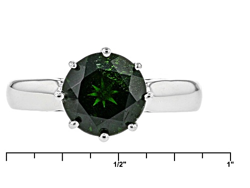 2.62ct Round Russian Chrome Diopside Sterling Silver Solitaire Ring - Size 12