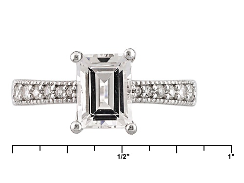 1.36ct Emerald Cut Danburite And .29ctw Round White Zircon Sterling Silver Ring - Size 11