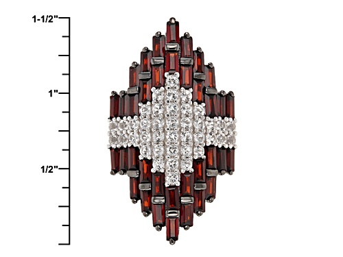 4.68ctw Baguette Vermelho Garnet™ With 1.96ctw Round White Topaz Sterling Silver Ring - Size 5