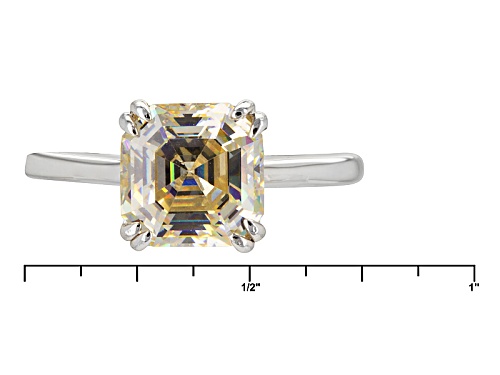 3.40ct Asscher Cut Strontium Titanate Sterling Silver Solitaire Ring - Size 9