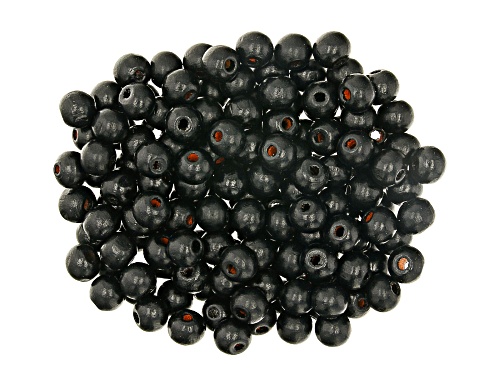 Black Theaceae Wood Round Beads with Large Hole in 4 Sizes 500 Pieces Total