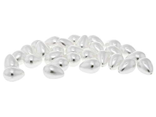 Resin Pearl Simulant Half Drilled Teardrop Shape Loose Beads in 4 Sizes 200 Pieces Total