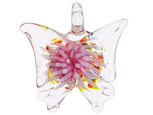 Multicolor 40x40mm Glass Butterfly Pendant Set of 5