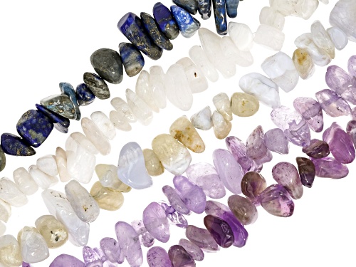 Multi-Stone Chip Endless Bead Strand Set of 15