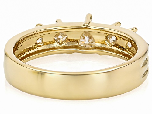 MOISSANITE FIRE® 0.74CTW DEW TRILLION AND SQUARE CUSHOIN 14K YELLOW GOLD OVER SILVER RING - Size 6