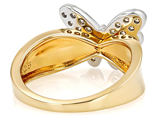 MOISSANITE FIRE® 0.48CTW ROUND 14K YELLOW GOLD OVER SILVER BUTTERFLY RING - Size 7
