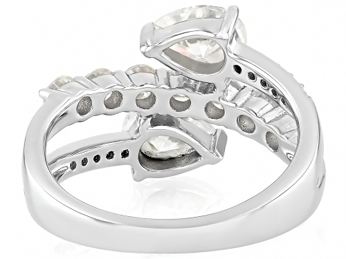 MOISSANITE FIRE® 2.36CTW DEW PEAR AND ROUND BRILLIANT PLATNEVE® RING - Size 8