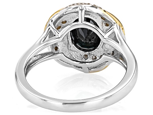 MOISSANITE FIRE® AND BLACK MOISSANITE 2.25CTW DEW OVAL AND ROUND PLATNEVE® TWO TONE RING - Size 5