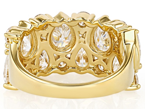 MOISSANITE FIRE® 4.24CTW DEW PEAR AND ROUND BRILLIANT 14K YELLOW GOLD OVER SILVER RING - Size 6