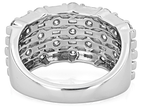 MOISSANITE FIRE® 2.26CTW DEW ROUND AND BAGUETTE PLATINEVE® MULTI ROW RING - Size 5
