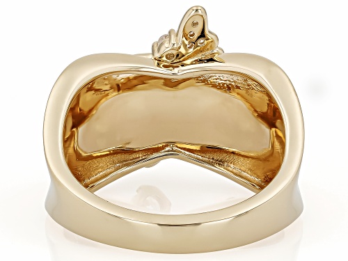 Moissanite Fire® 1.17ctw DEW Pear and Round 14k Yellow Gold Over Sterling Silver Ring - Size 8