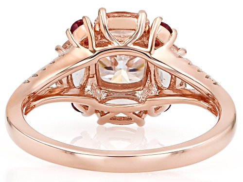 Moissanite Fire® 1.30ctw DEW With Morganite And Rhodolite 14k Rose Gold Over Silver Ring - Size 10