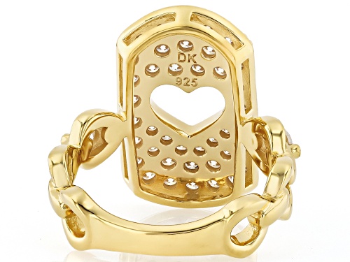 Moissanite Fire® 1.32ctw DEW 14k Yellow Gold Over Sterling Silver Pave Heart Ring - Size 8