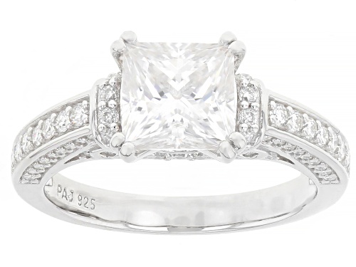 MOISSANITE FIRE® 3.62CTW DEW PRINCESS CUT AND ROUND BRILLIANT PLATINEVE® RING AND BAND - Size 9