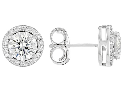 MOISSANITE FIRE® 3.10CTW DEW ROUND  PLATINEVE® EARRINGS WITH PENDANT AND CHAIN SET