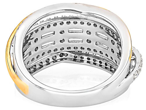 MOISSANITE FIRE® 2.07CTW DEW BAGUETTE AND ROUND PLATINEVE® AND 14K YELLOW GOLD OVER SILVER RING - Size 8