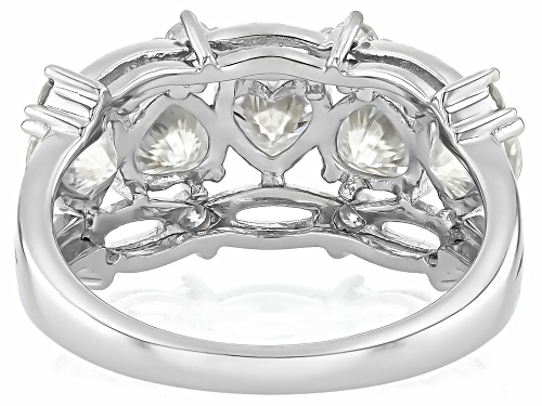 MOISSANITE FIRE® 2.74CTW DEW HEART SHAPE AND ROUND PLATINEVE® RING - Size 8