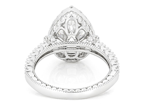 MOISSANITE FIRE® 5.08CTW DEW PEAR AND ROUND PLATINEVE® RING - Size 8