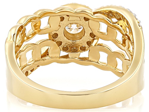 MOISSANITE FIRE® 0.87CTW DEW ROUND 14K YELLOW GOLD OVER STERLING SILVER RING - Size 6
