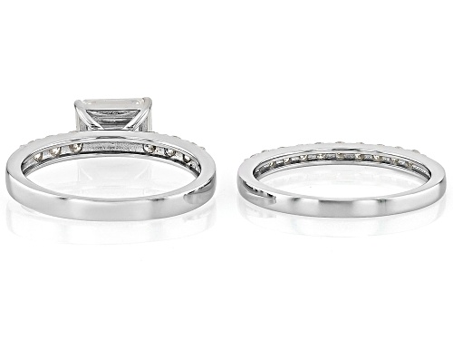 MOISSANITE FIRE® 2.41CTW DEW EMERALD CUT AND ROUND PLATINEVE® RING AND BAND - Size 8