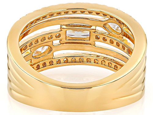 MOISSANITE FIRE® 1.28CTW DEW RADIANT CUT,  OVAL, PEAR AND ROUND 14K YELLOW GOLD OVER SILVER RING - Size 7