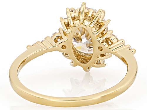 MOISSANITE FIRE® 2.40CTW DEW OVAL AND ROUND BRILLIANT 14K YELLOW GOLD OVER SILVER RING - Size 7