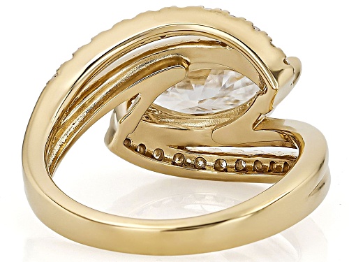 MOISSANITE FIRE® 2.44CTW DEW MARQUISE AND ROUND BRILLIANT 14K YELLOW GOLD OVER SILVER RING - Size 5