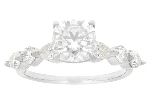 MOISSANITE FIRE® 3.48CTW DEW SQUARE CUSHION, PEAR AND ROUND PLATINEVE® RING AND BAND - Size 8