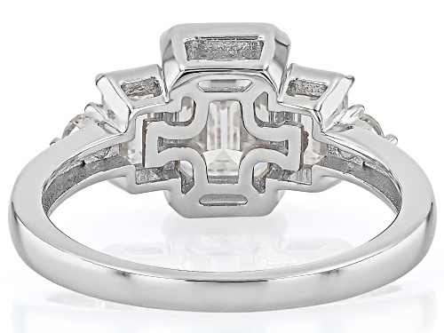 MOISSANITE FIRE® 2.41CTW DEW EMERALD CUT AND ROUND PLATINEVE® RING - Size 9