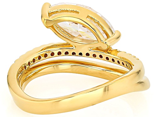MOISSANITE FIRE® 2.19CTW DEW MARQUISE AND ROUND 14K YELLOW GOLD OVER SILVER RING - Size 5