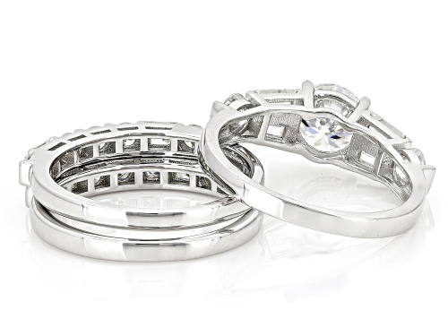 MOISSANITE FIRE® 3.06CTW DEW ROUND AND BAGUETTE PLATINEVE® RING WITH TWO BANDS - Size 5