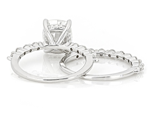 MOISSANITE FIRE® 3.48CTW DEW RECTANGULAR CUSHOIN AND ROUND  PLATINEVE® RING AND BAND - Size 8