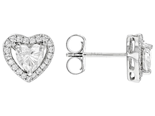 MOISSANITE FIRE® 4.40CTW DEW HEART SHAPE, PRINCESS CUT AND ROUND PLATINEVE® SET OF 3 PAIR STUDS