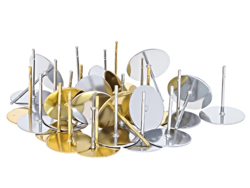 18k Gold over Stainless Steel and Stainless Steel Disk Post Earrings and Bullet Earring Backs