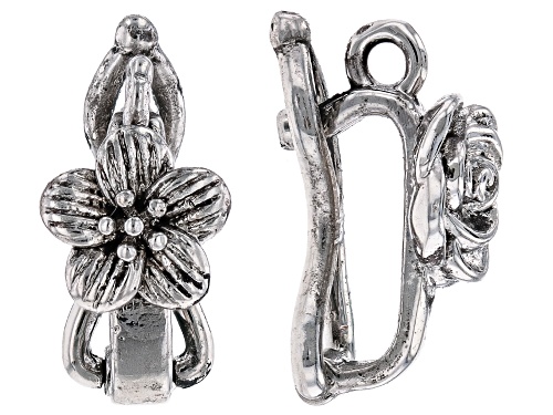 Silver Tone Flower and Rose 12mm Bail Enhancer Set of 10