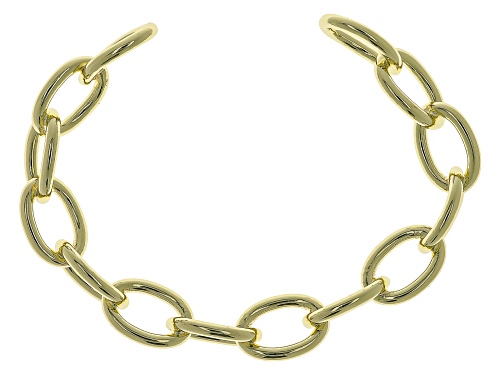 Gold, Silver, & Rose Gold Tone Large Oval Link Cuff Bracelet Set of 3