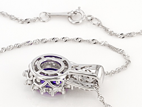 1.70ctw Oval Tanzanite With 0.58ctw White Diamond Rhodium Over 14k White Gold Pendant With Chain