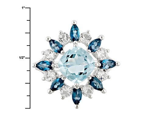 2.78ct Glacier Topaz™, 1.36ctw London Blue Topaz And 1.20ctw White Topaz Sterling Silver Ring - Size 8