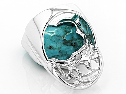 Free-Form Turquoise Rhodium Over Sterling Silver Ring - Size 8