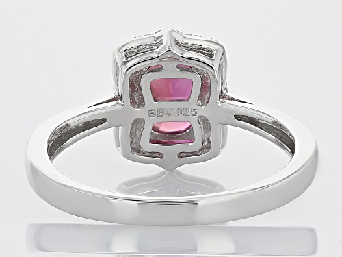 1.08ct Lab Created Bixbite w/ .03ctw Pink Spinel & .08ctw White Zircon Rhodium Over Silver Ring - Size 8