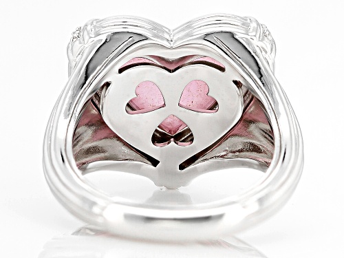 Judith Ripka Pink Jadeite & Bella Luce® Diamond Simulant Rhodium Over Sterling Silver Amour Ring - Size 9
