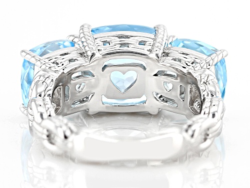 Judith Ripka Sky Blue Topaz Rhodium Over Sterling Silver Amelia Three Stone Ring - Size 10